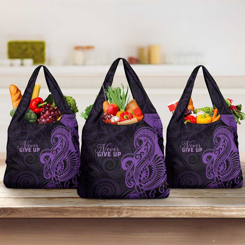 Lupus Warrior Grocery Bag Never Give Up Polynesian Style LT05 3-pack One Size Purple - Polynesian Pride