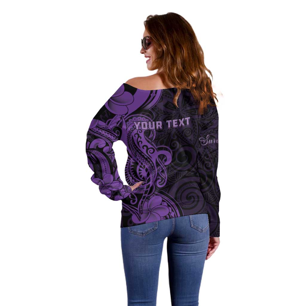 Personalised Lupus Warrior Off Shoulder Sweater Never Give Up Polynesian Style LT05 - Polynesian Pride