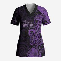 Personalised Lupus Warrior Scrub Top Never Give Up Polynesian Style LT05 Adult Purple - Polynesian Pride