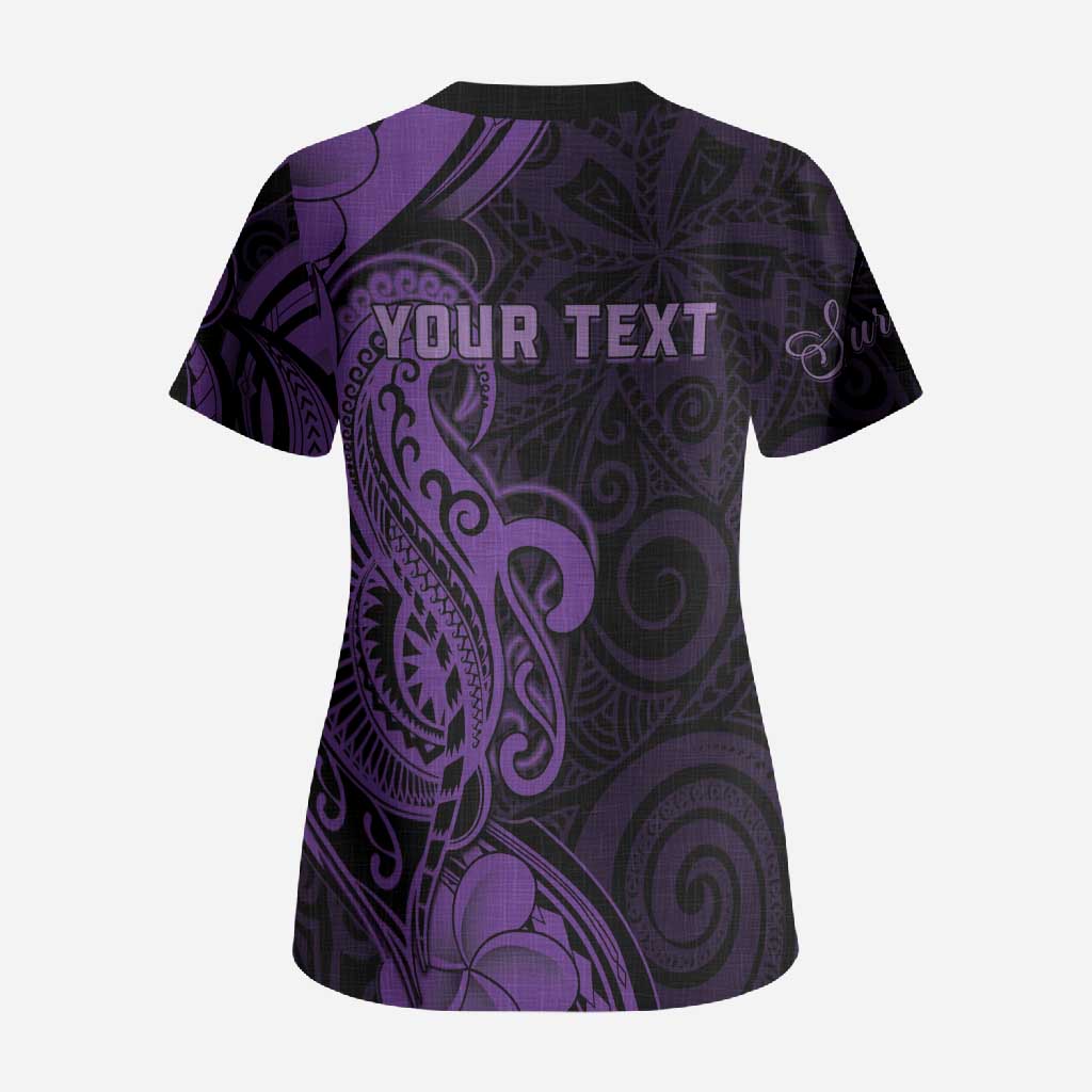 Personalised Lupus Warrior Scrub Top Never Give Up Polynesian Style LT05 - Polynesian Pride