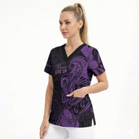 Personalised Lupus Warrior Scrub Top Never Give Up Polynesian Style LT05 - Polynesian Pride