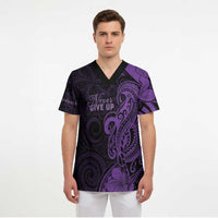 Personalised Lupus Warrior Scrub Top Never Give Up Polynesian Style LT05 - Polynesian Pride