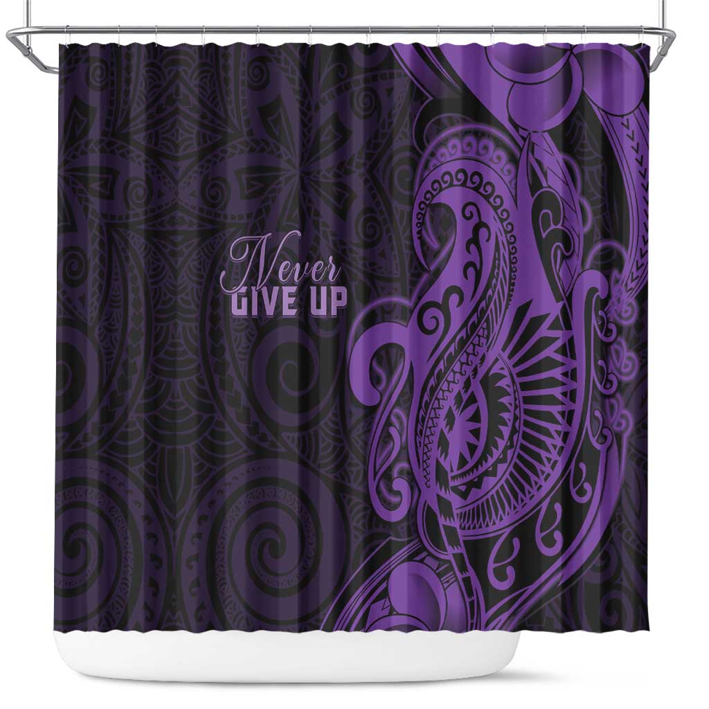Lupus Warrior Shower Curtain Never Give Up Polynesian Style LT05 Purple - Polynesian Pride