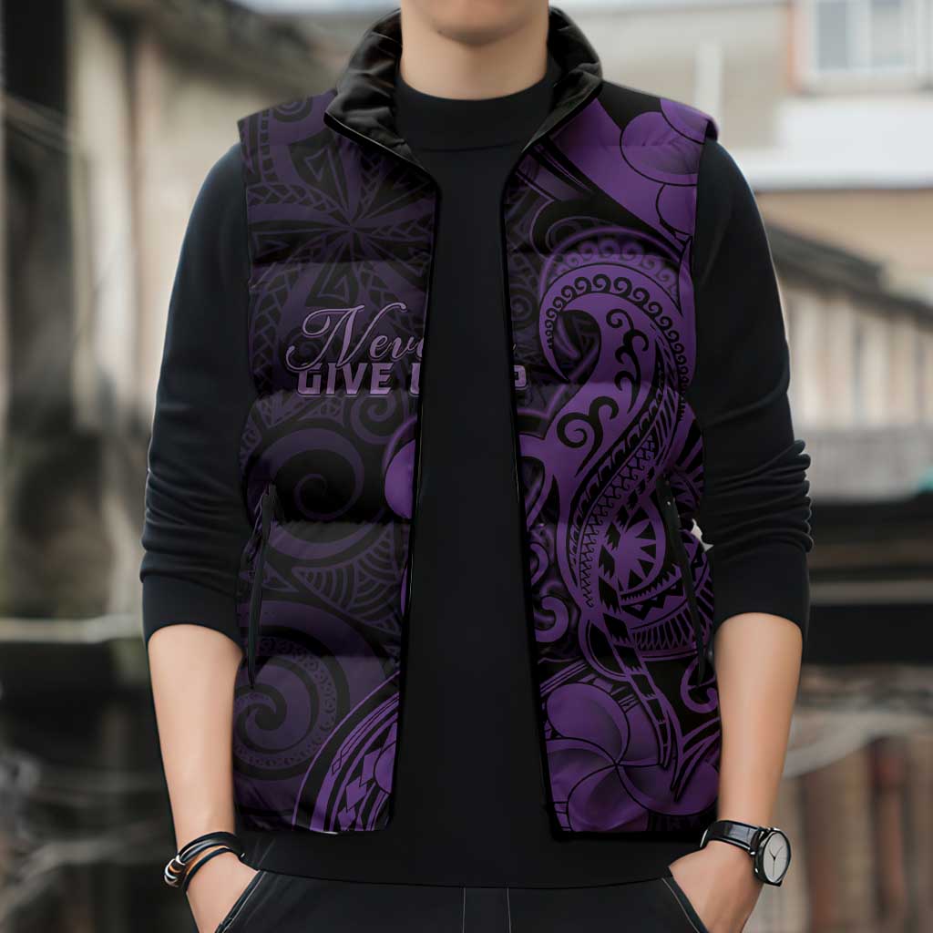 Personalised Lupus Warrior Sleeveless Puffer Jacket Never Give Up Polynesian Style LT05 - Polynesian Pride