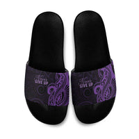 Lupus Warrior Slide Sandals Never Give Up Polynesian Style LT05 Purple - Polynesian Pride