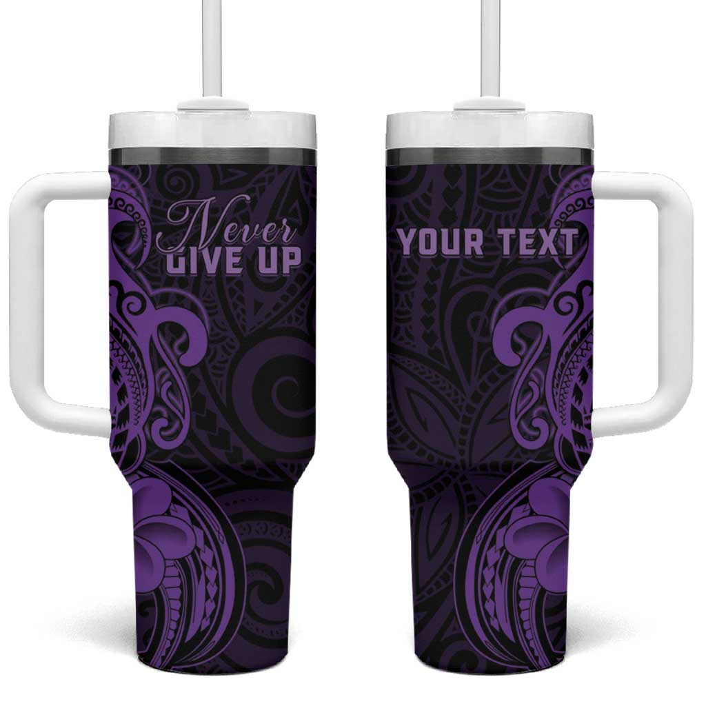 Personalised Lupus Warrior Tumbler With Handle Never Give Up Polynesian Style LT05 One Size: 40 oz Purple - Polynesian Pride