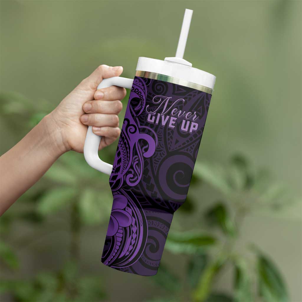 Personalised Lupus Warrior Tumbler With Handle Never Give Up Polynesian Style LT05 - Polynesian Pride