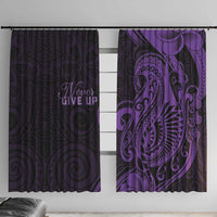 Lupus Warrior Window Curtain Never Give Up Polynesian Style LT05 With Hooks Purple - Polynesian Pride