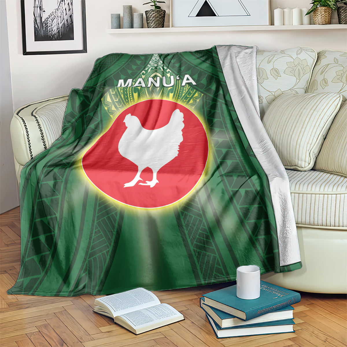 American Samoa Manu'a Cession Day Blanket With Polynesian Pattern LT05 Green - Polynesian Pride