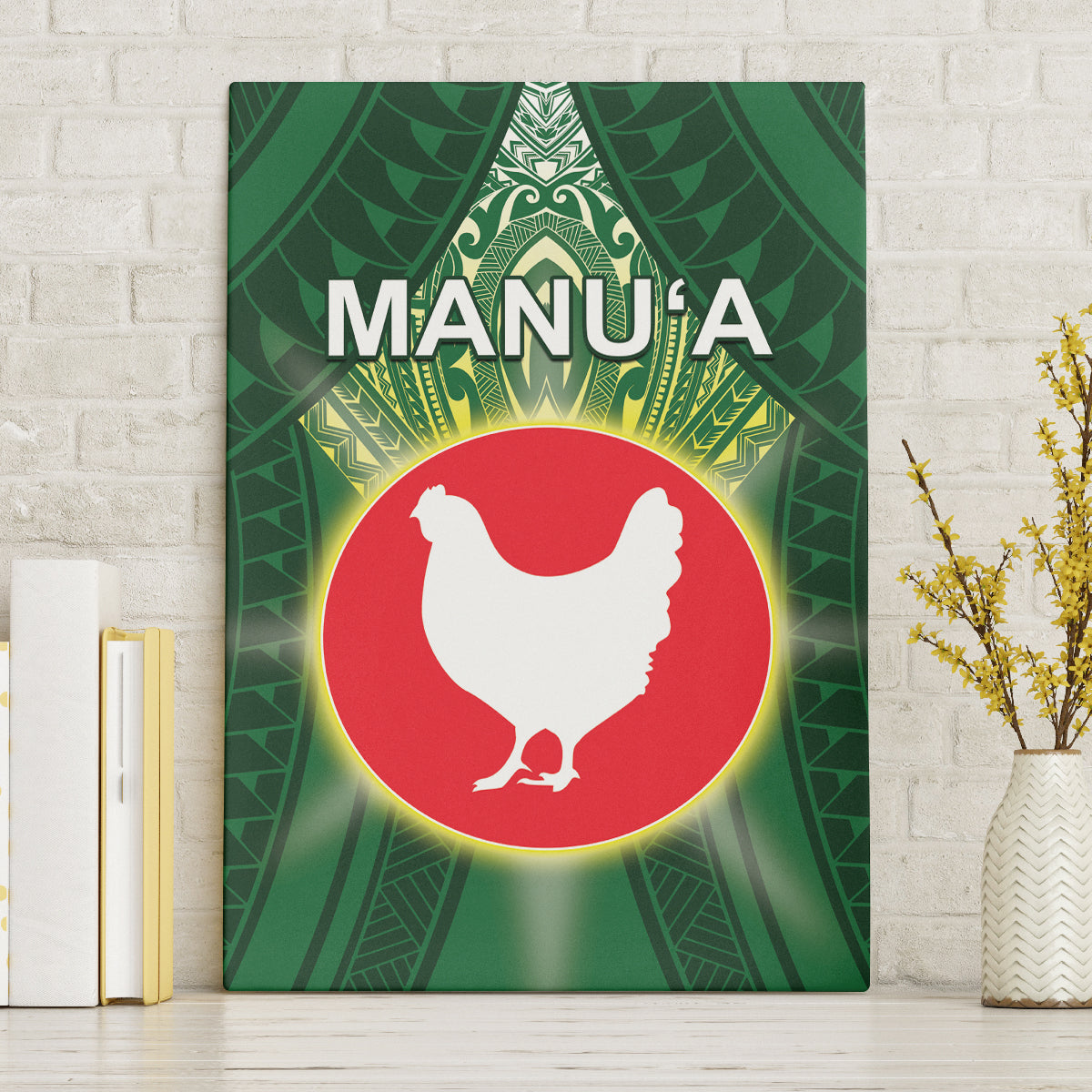 American Samoa Manu'a Cession Day Canvas Wall Art With Polynesian Pattern LT05 Without Frame Green - Polynesian Pride
