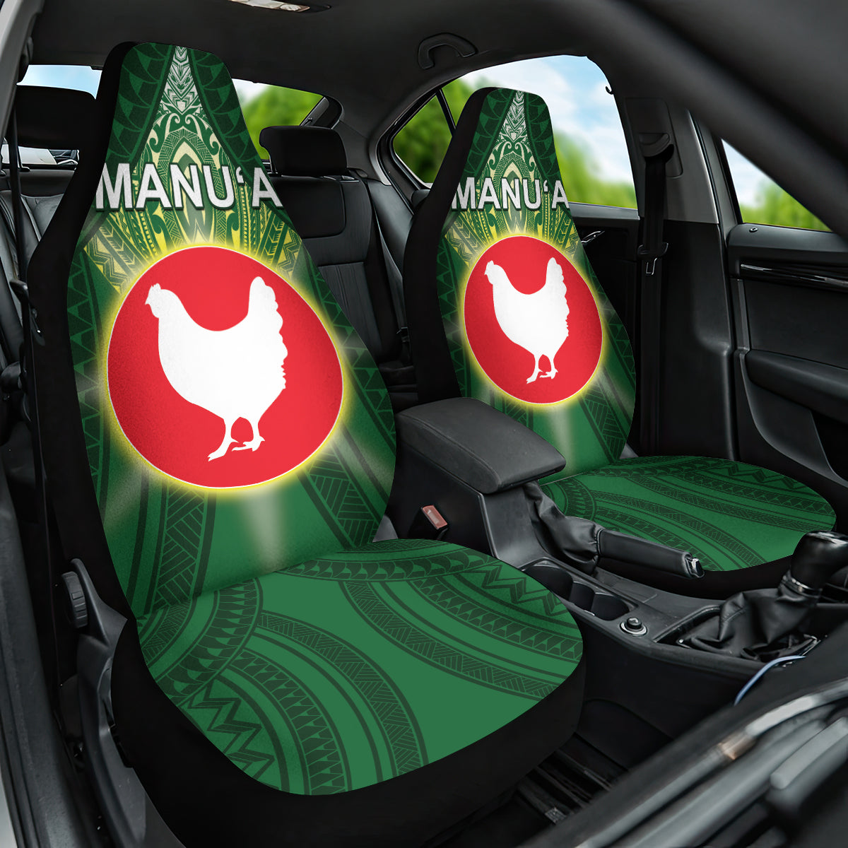 American Samoa Manu'a Cession Day Car Seat Cover With Polynesian Pattern LT05 One Size Green - Polynesian Pride