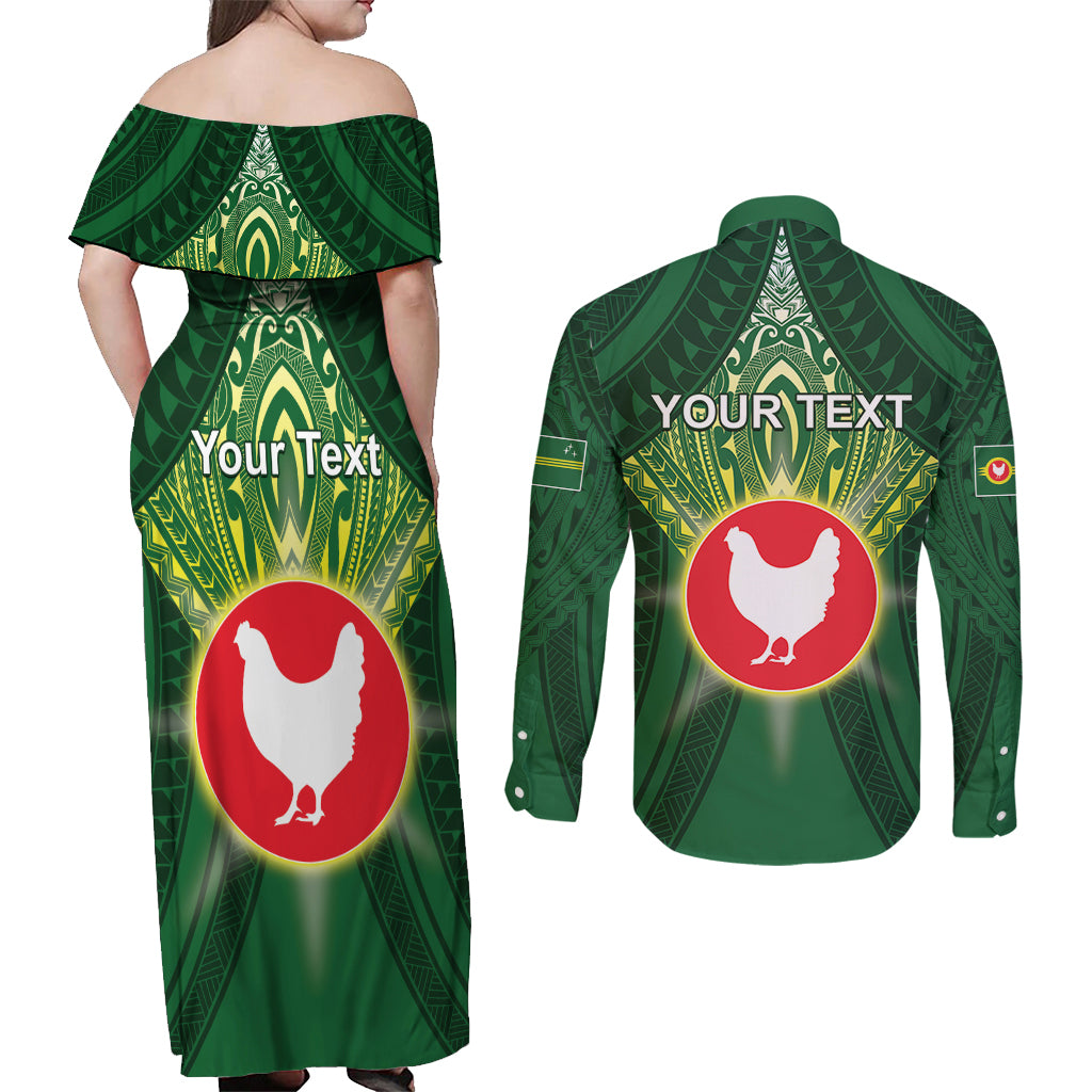 Personalized American Samoa Manu'a Cession Day Couples Matching Off Shoulder Maxi Dress and Long Sleeve Button Shirt With Polynesian Pattern LT05 - Polynesian Pride