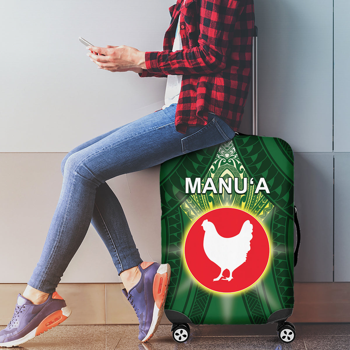 American Samoa Manu'a Cession Day Luggage Cover With Polynesian Pattern LT05 - Polynesian Pride