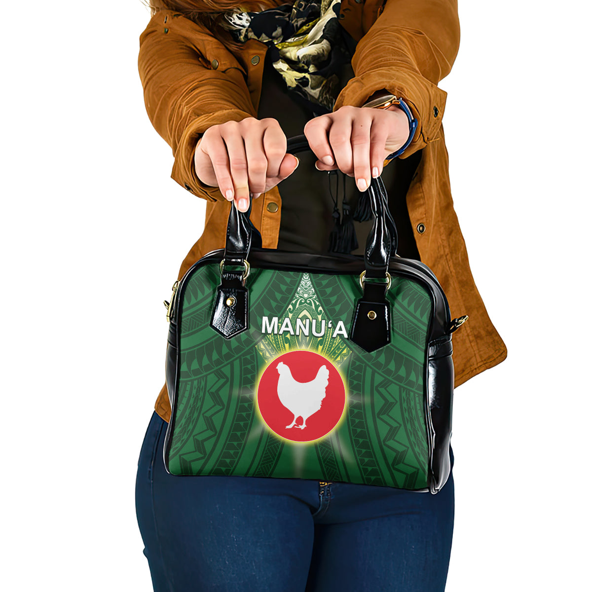 American Samoa Manu'a Cession Day Shoulder Handbag With Polynesian Pattern LT05 One Size Green - Polynesian Pride