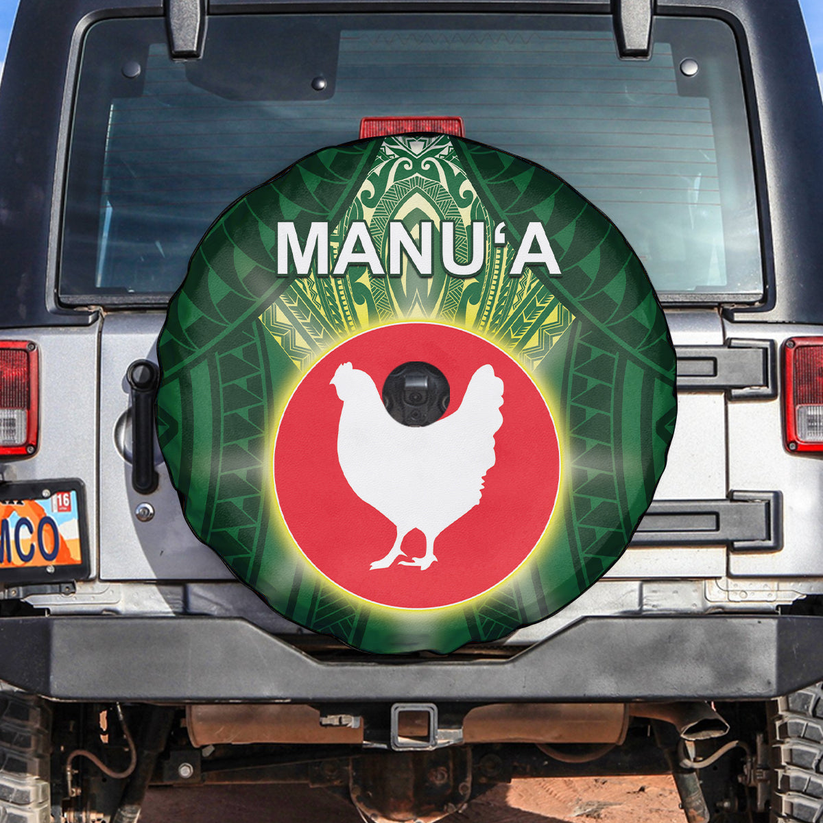 American Samoa Manu'a Cession Day Spare Tire Cover With Polynesian Pattern LT05 Green - Polynesian Pride