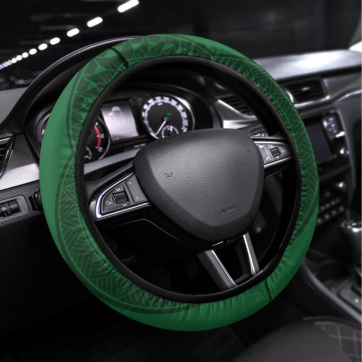 American Samoa Manu'a Cession Day Steering Wheel Cover With Polynesian Pattern LT05 Universal Fit Green - Polynesian Pride