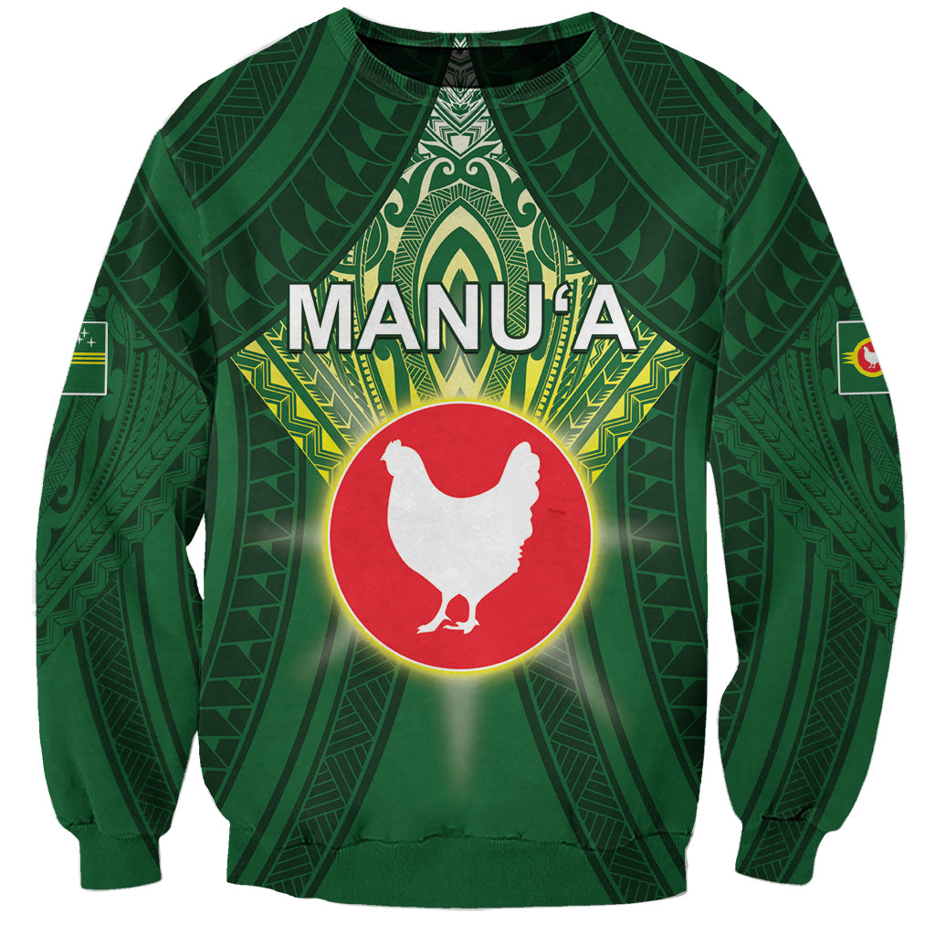Personalized American Samoa Manu'a Cession Day Sweatshirt With Polynesian Pattern LT05 Unisex Green - Polynesian Pride