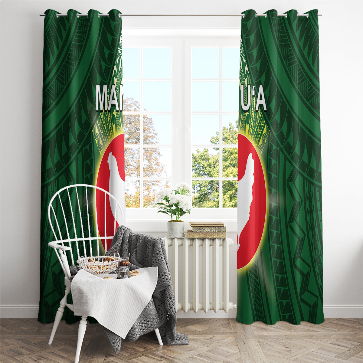 American Samoa Manu'a Cession Day Window Curtain With Polynesian Pattern LT05 - Polynesian Pride