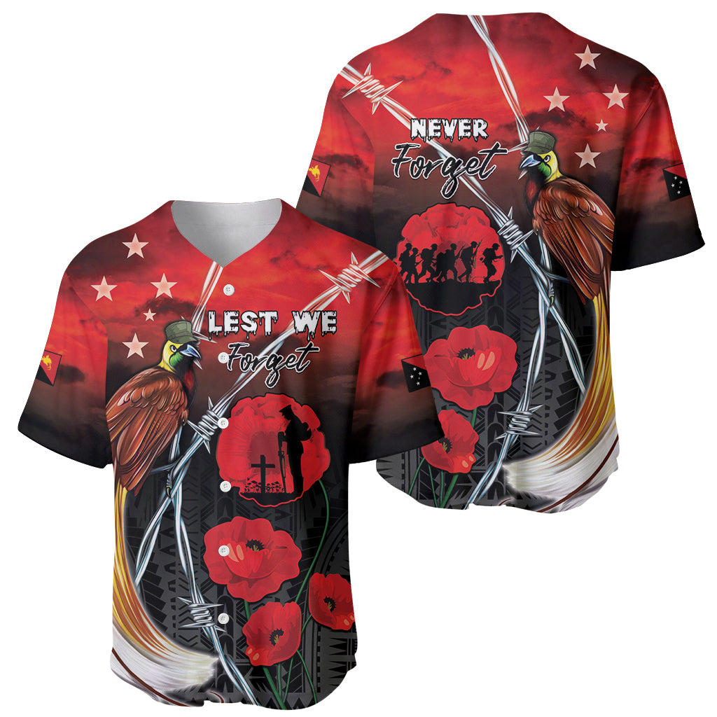 Papua New Guinea Remembrance Day Baseball Jersey Lest We Forget LT05 - Polynesian Pride