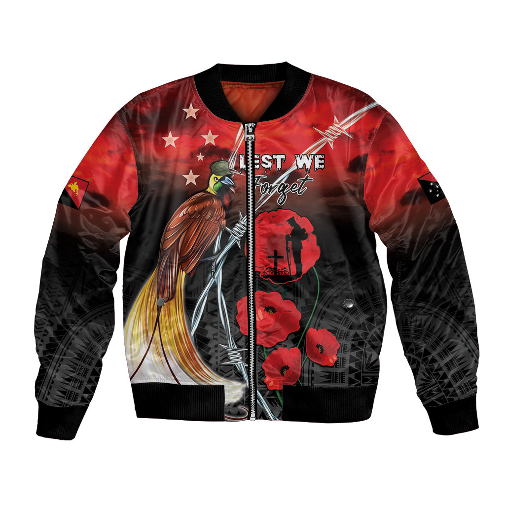 Papua New Guinea Remembrance Day Bomber Jacket Lest We Forget LT05 Unisex Red - Polynesian Pride