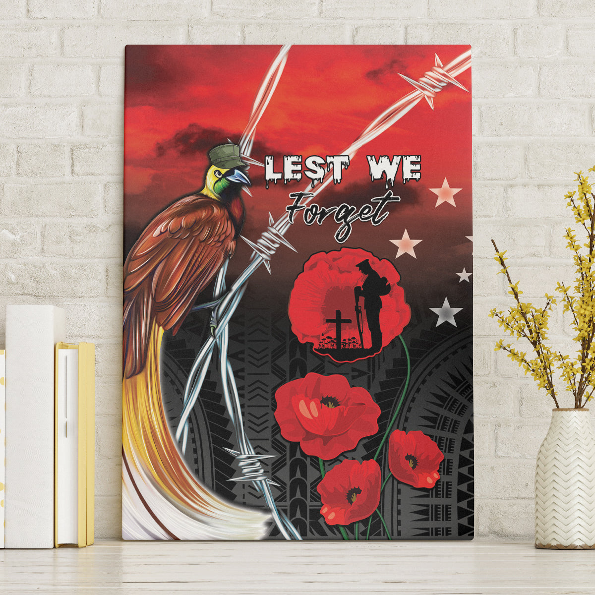 Papua New Guinea Remembrance Day Canvas Wall Art Lest We Forget LT05 Without Frame Red - Polynesian Pride