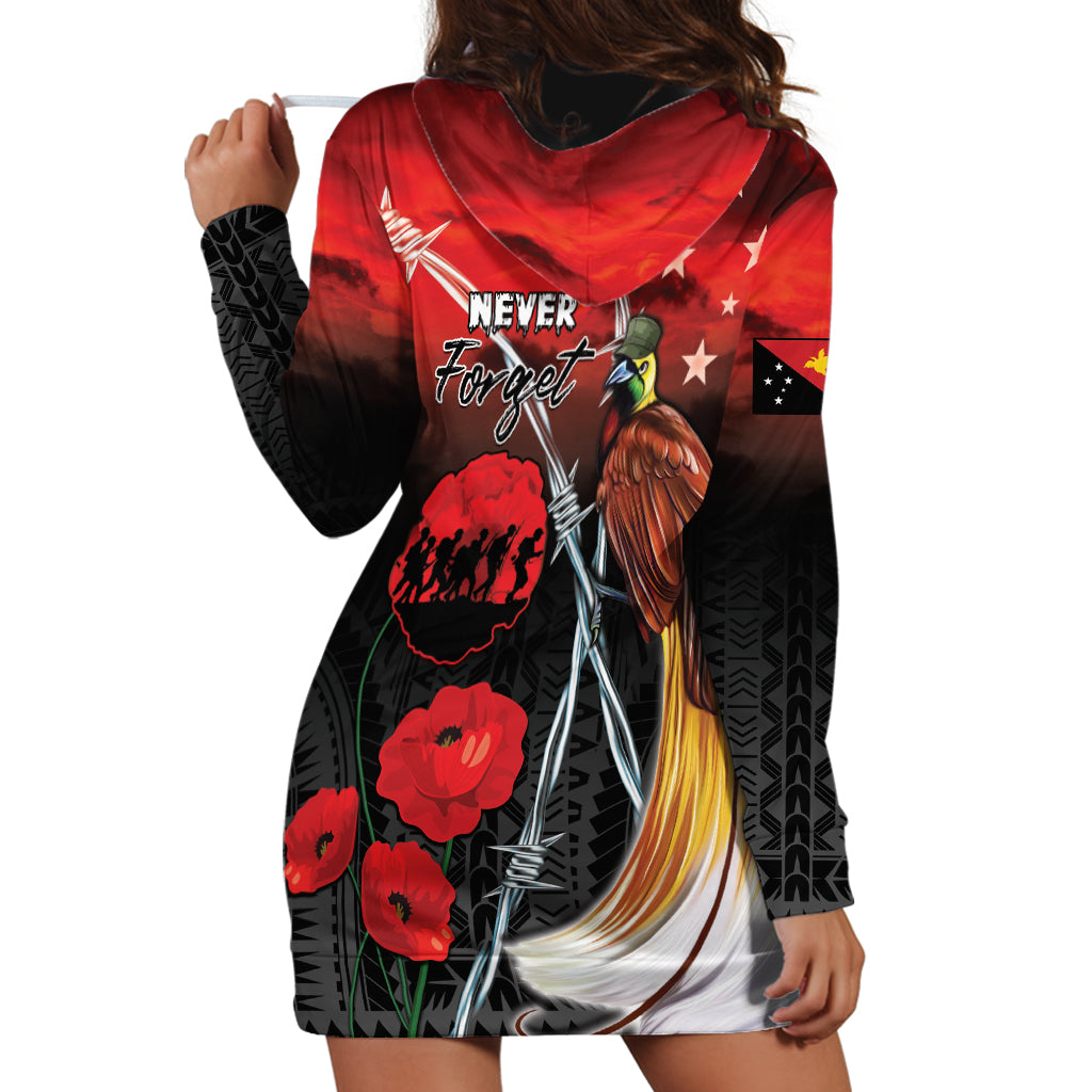Papua New Guinea Remembrance Day Hoodie Dress Lest We Forget LT05 - Polynesian Pride