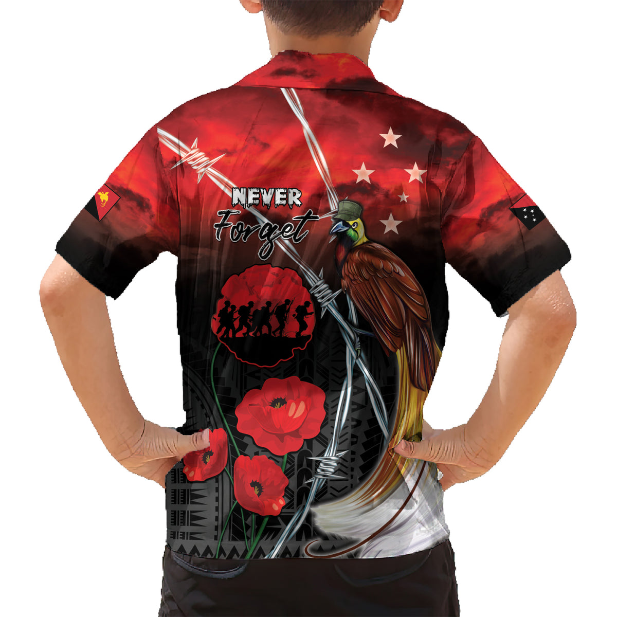 Papua New Guinea Remembrance Day Kid Hawaiian Shirt Lest We Forget LT05 - Polynesian Pride