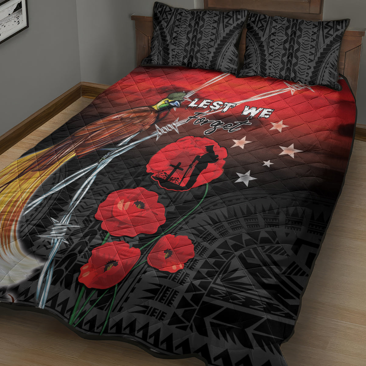 Papua New Guinea Remembrance Day Quilt Bed Set Lest We Forget LT05 - Polynesian Pride