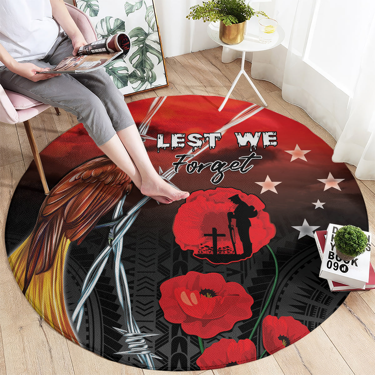Papua New Guinea Remembrance Day Round Carpet Lest We Forget LT05 - Polynesian Pride