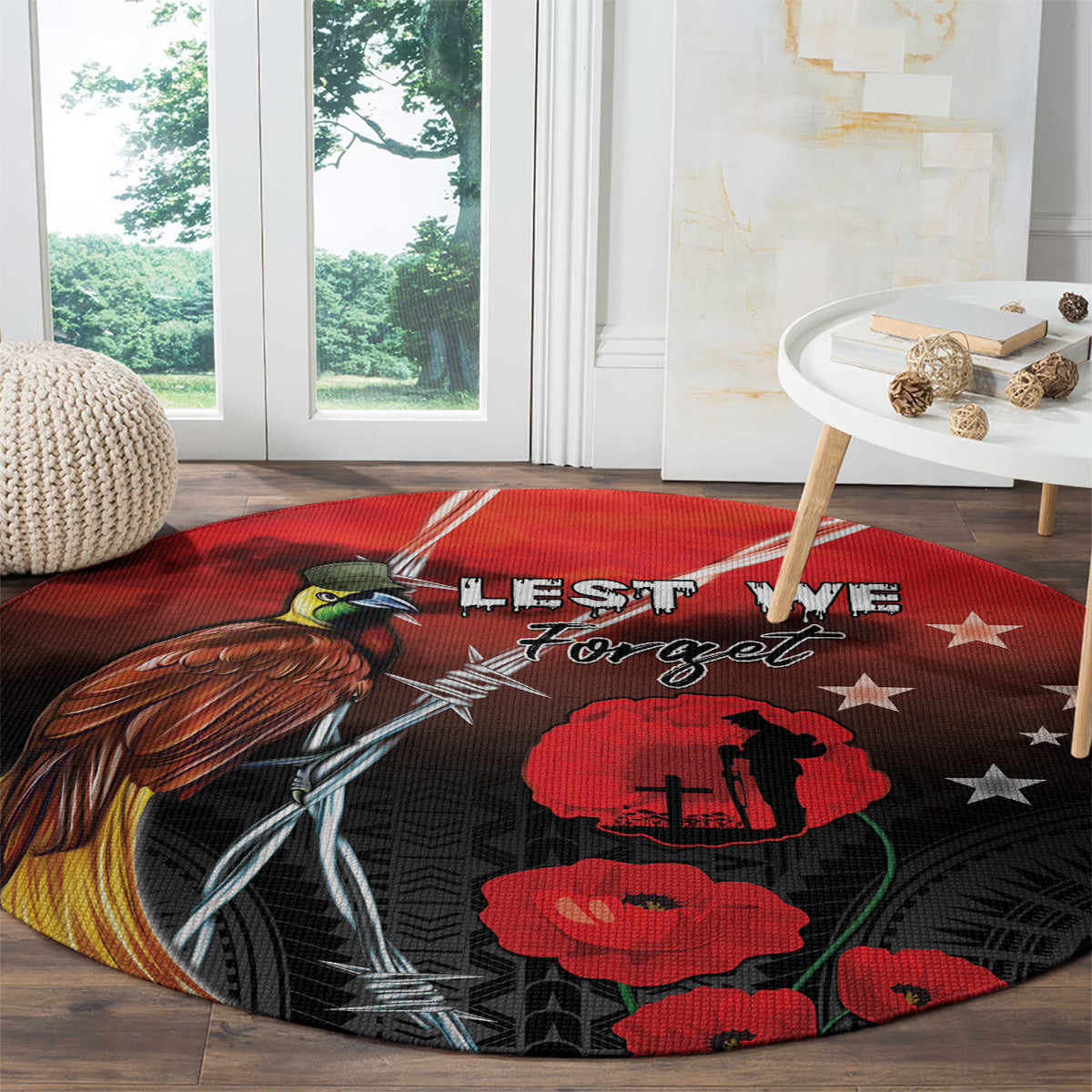 Papua New Guinea Remembrance Day Round Carpet Lest We Forget LT05 - Polynesian Pride