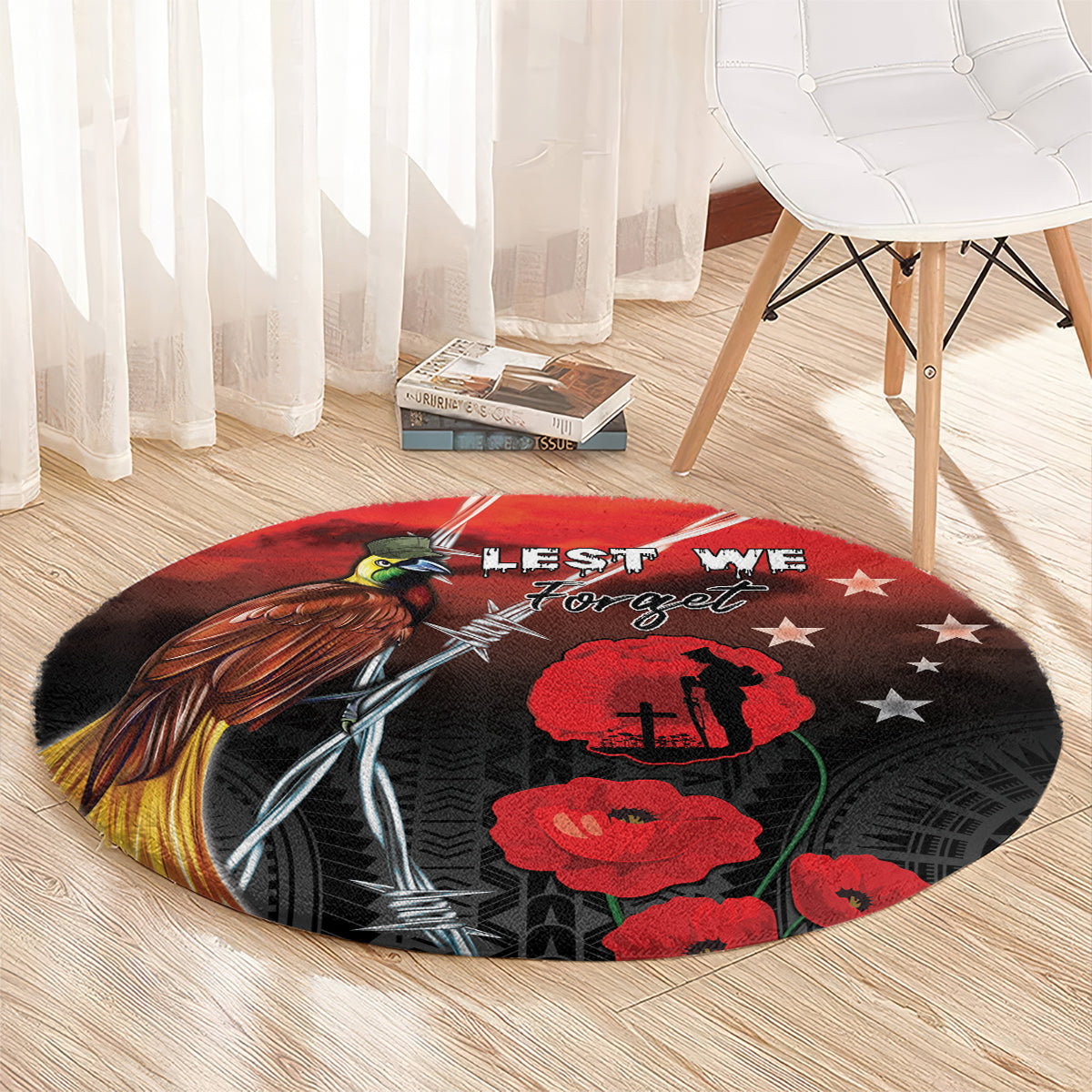 Papua New Guinea Remembrance Day Round Carpet Lest We Forget LT05 - Polynesian Pride