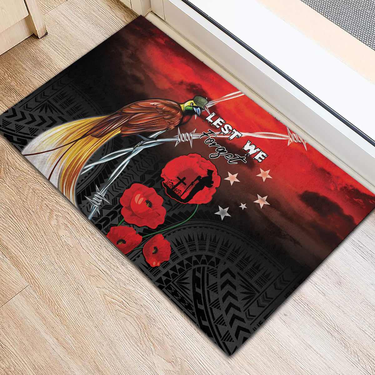 Papua New Guinea Remembrance Day Rubber Doormat Lest We Forget LT05 - Polynesian Pride