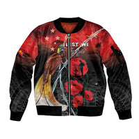 Papua New Guinea Remembrance Day Sleeve Zip Bomber Jacket Lest We Forget LT05 Unisex Red - Polynesian Pride