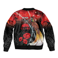 Papua New Guinea Remembrance Day Sleeve Zip Bomber Jacket Lest We Forget LT05 - Polynesian Pride