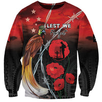 Papua New Guinea Remembrance Day Sweatshirt Lest We Forget LT05 Unisex Red - Polynesian Pride