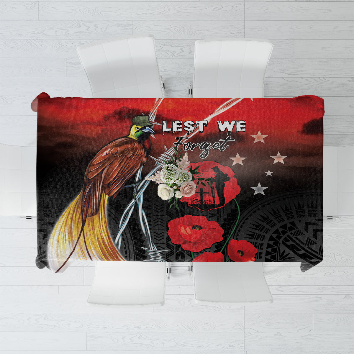 Papua New Guinea Remembrance Day Tablecloth Lest We Forget LT05 Red - Polynesian Pride