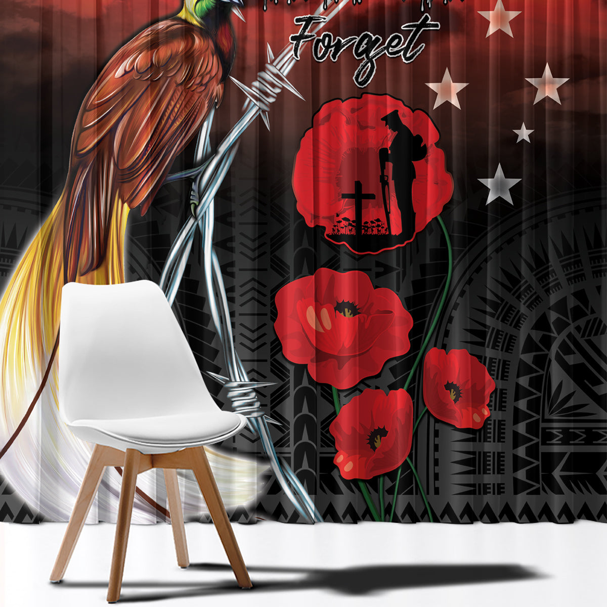 Papua New Guinea Remembrance Day Window Curtain Lest We Forget LT05 - Polynesian Pride