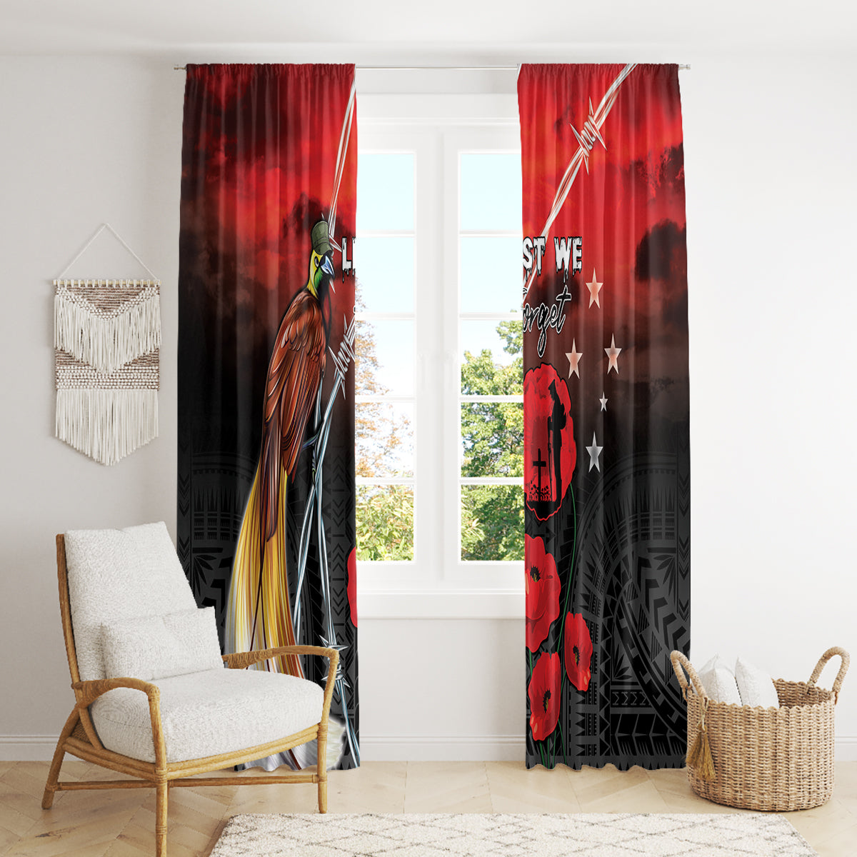 Papua New Guinea Remembrance Day Window Curtain Lest We Forget LT05 - Polynesian Pride