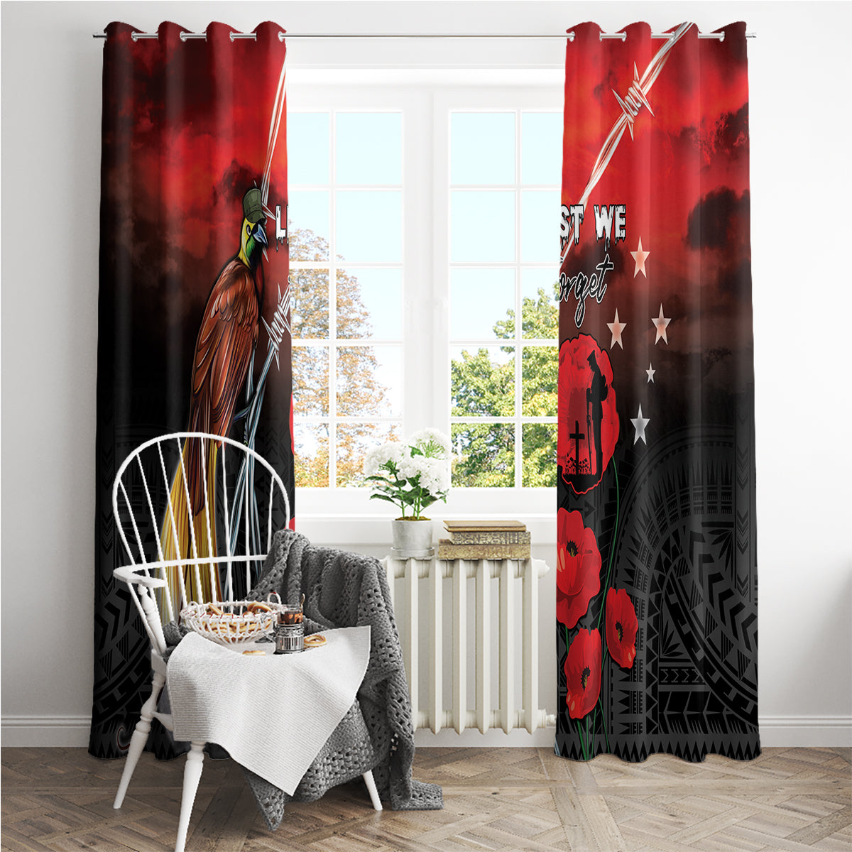 Papua New Guinea Remembrance Day Window Curtain Lest We Forget LT05 - Polynesian Pride