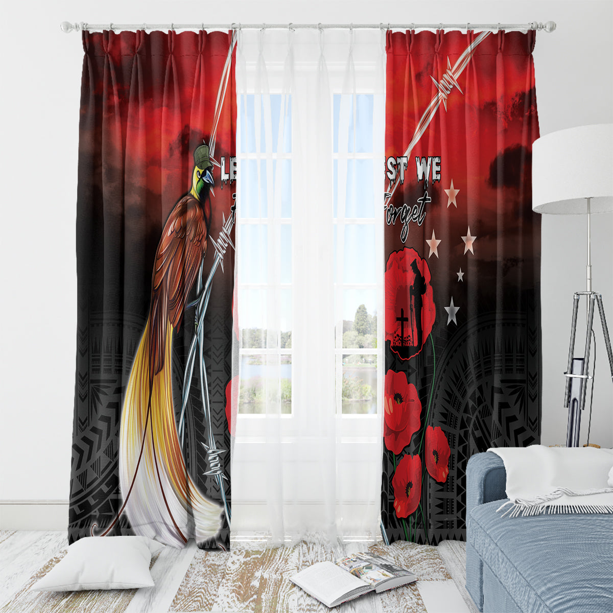 Papua New Guinea Remembrance Day Window Curtain Lest We Forget LT05 - Polynesian Pride