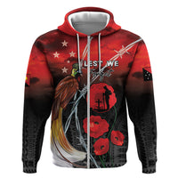 Papua New Guinea Remembrance Day Zip Hoodie Lest We Forget LT05 Zip Hoodie Red - Polynesian Pride