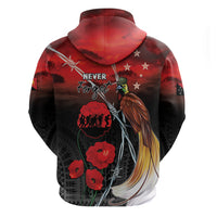 Papua New Guinea Remembrance Day Zip Hoodie Lest We Forget LT05 - Polynesian Pride