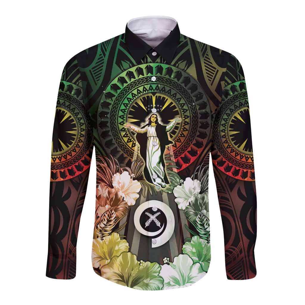 Vanuatu Happy Assumption Day Long Sleeve Button Shirt LT05 Unisex Reggae - Polynesian Pride