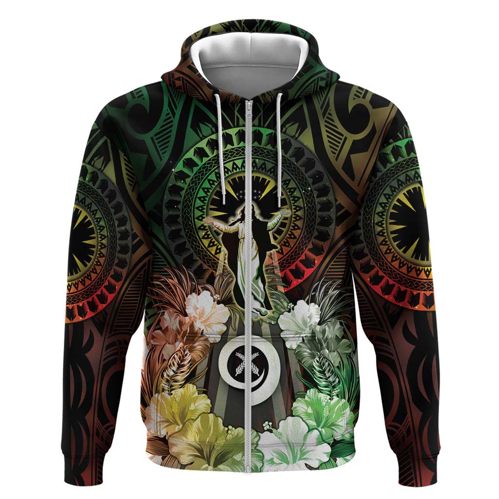 Vanuatu Happy Assumption Day Zip Hoodie LT05 Zip Hoodie Reggae - Polynesian Pride