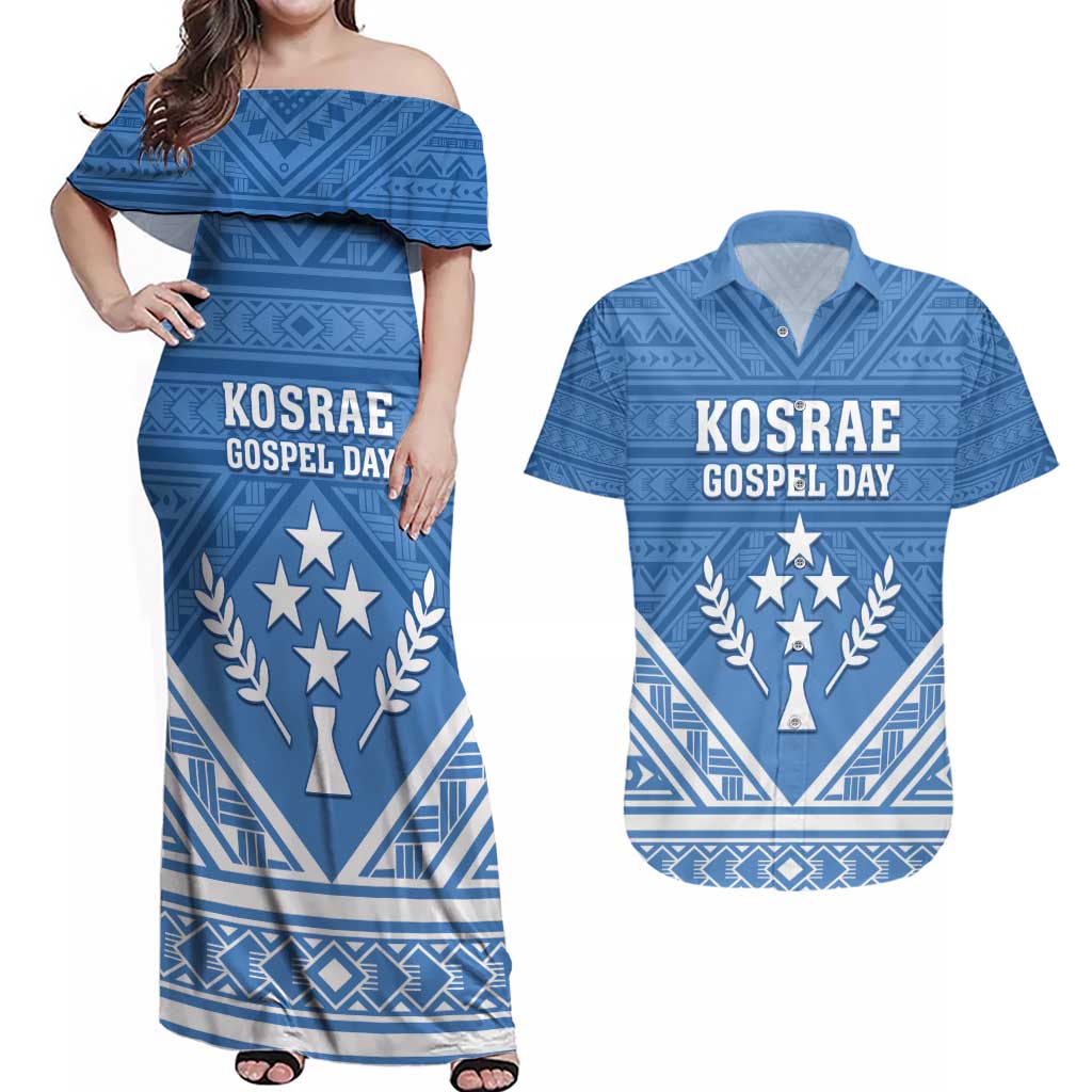 Personalised Kosrae State Gospel Day Couples Matching Off Shoulder Maxi Dress and Hawaiian Shirt Simple Style