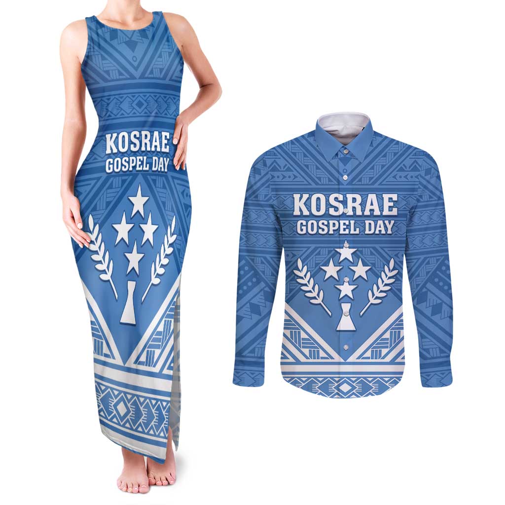 Personalised Kosrae State Gospel Day Couples Matching Tank Maxi Dress and Long Sleeve Button Shirt Simple Style