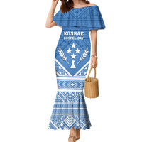 Personalised Kosrae State Gospel Day Mermaid Dress Simple Style LT05 Women Blue - Polynesian Pride