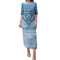 Personalised Kosrae State Gospel Day Puletasi Simple Style LT05 Long Dress Blue - Polynesian Pride