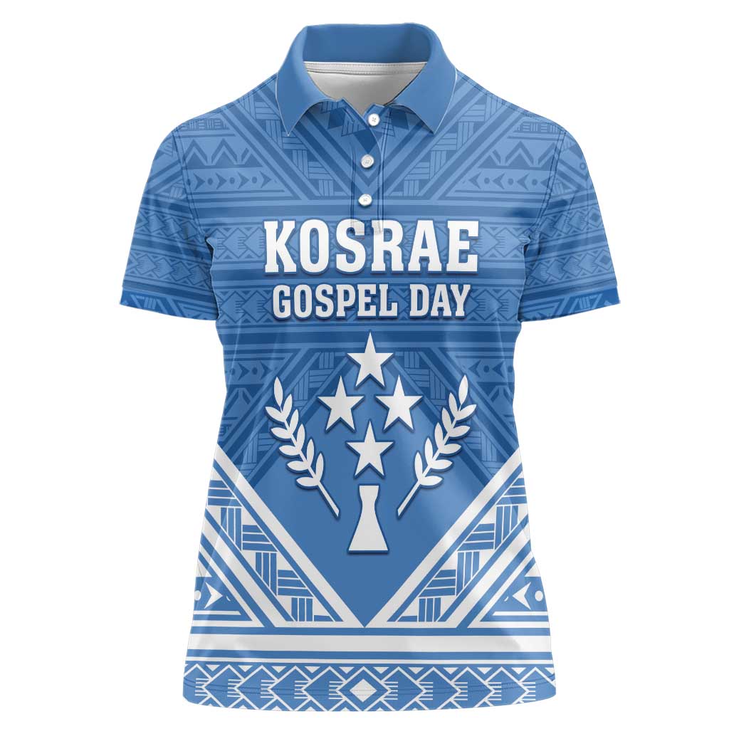 Personalised Kosrae State Gospel Day Women Polo Shirt Simple Style LT05 Female Blue - Polynesian Pride