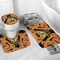 New Zealand Te Tairawhiti Bathroom Set Maori Koru Pattern LT05 Mat Set Only (3 pcs) One Size Orange - Polynesian Pride